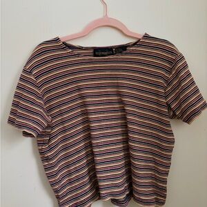 SOLD Y2K striped cotton shirt, cropped
